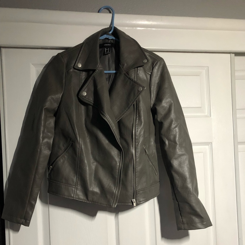 Grey Leather Jacket